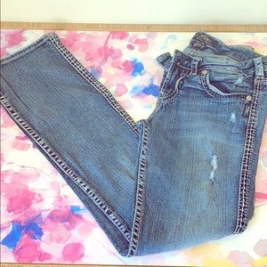 Silver Aiko Flap Bootcut Jeans - Distressed